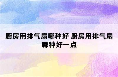 厨房用排气扇哪种好 厨房用排气扇哪种好一点